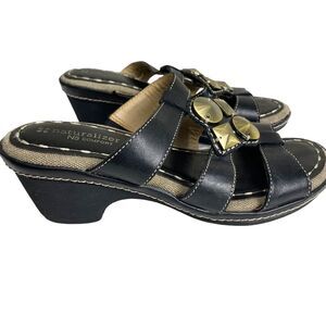 Naturalizer N5 Comfort Wedge Sandal Kari Leather Black Women's 8 M